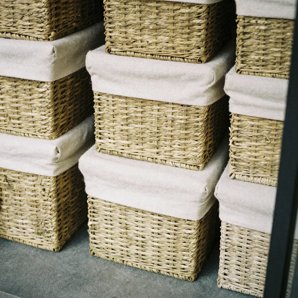 Woven natural fiber storage basket
