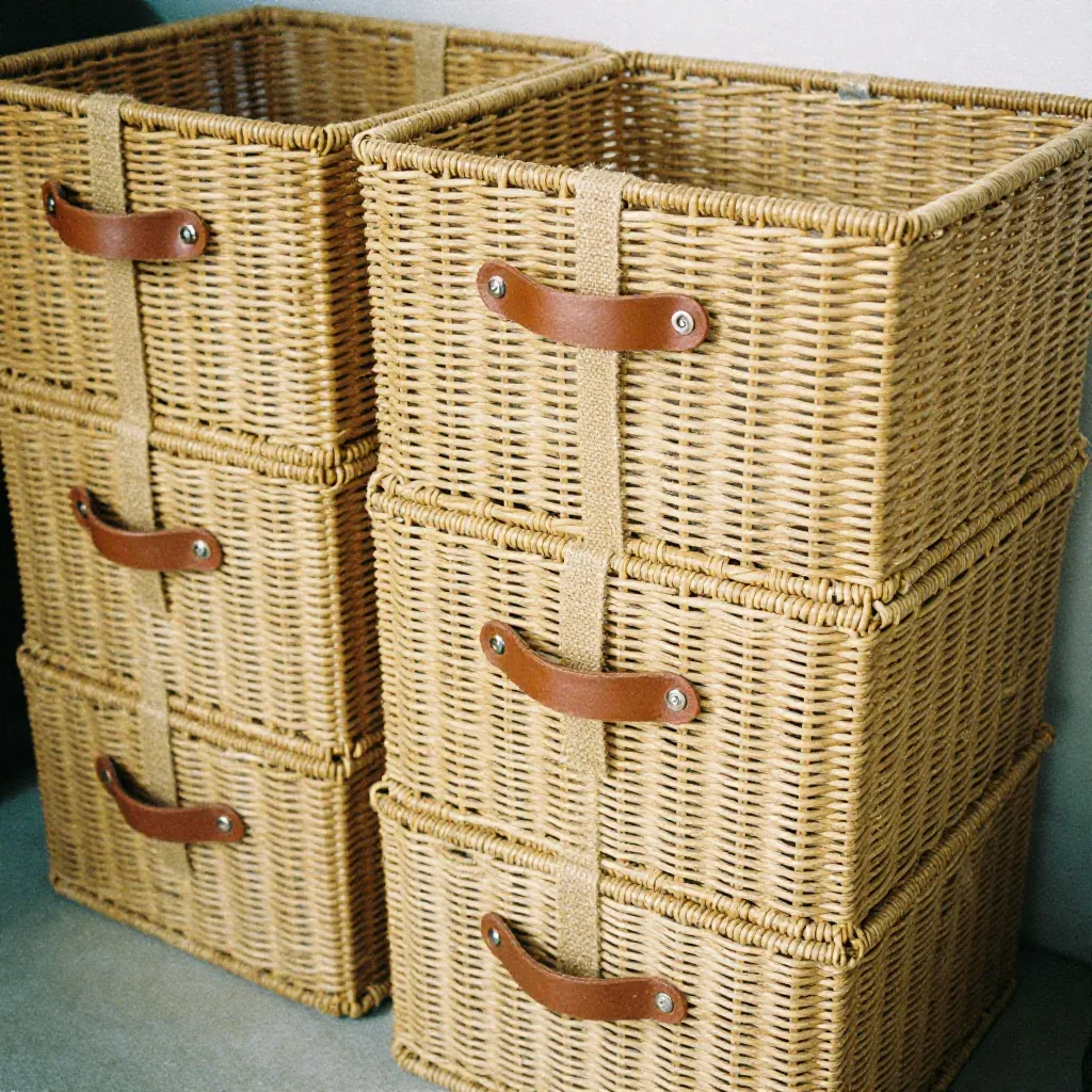 Close-up view of natural fiber weaving pattern