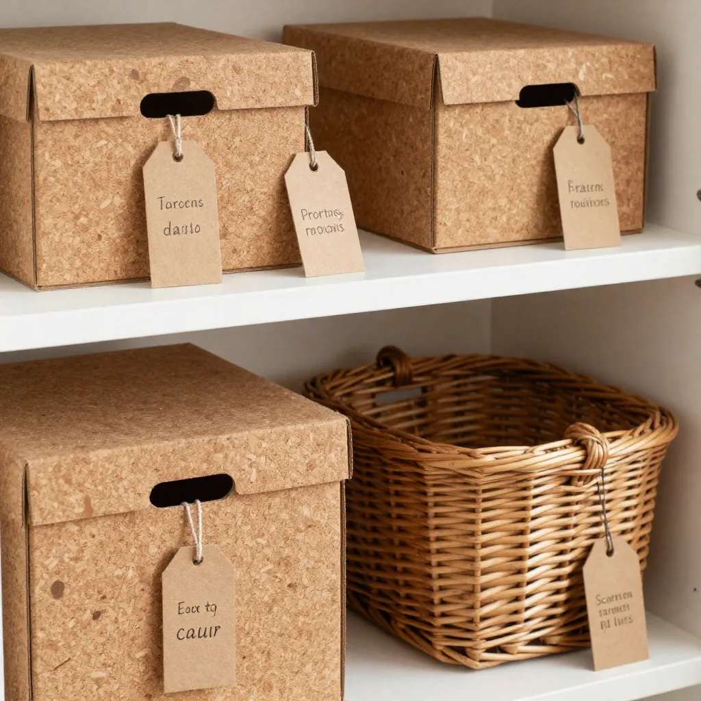 Natural fiber storage in living room setting